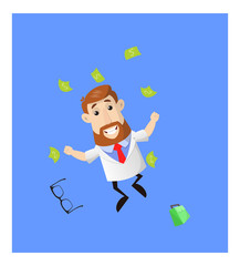 Doctor - Jumping in Excitement with money