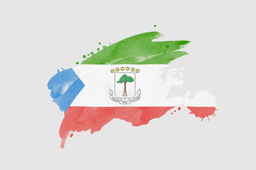National flag of Equatorial Guinea. Stylized flag with watercolor halftone effect on plain background