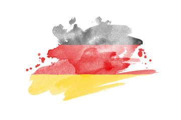 National flag of Germany. Stylized German flag with watercolor halftone effect on plain background