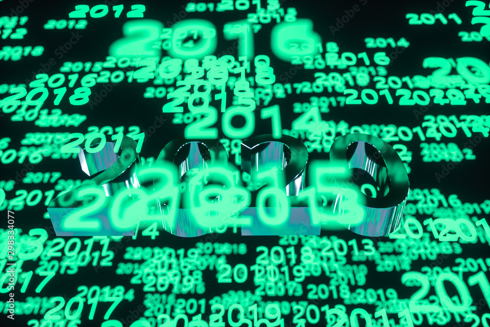 Poster glowing time numbers with dark background, 3d rendering.