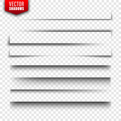 Obraz premium Vector shadows set. Page dividers on transparent background. Realistic isolated shadow. Vector illustration.