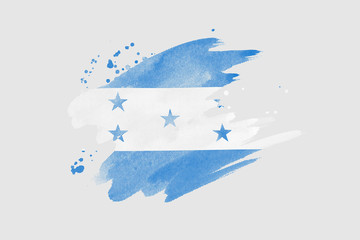 Obraz na płótnie Canvas National flag of Honduras. Stylized Honduran flag with watercolor halftone effect on plain background