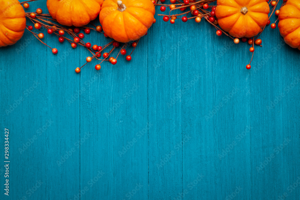Wall mural autumn thanksgiving colorful setting background