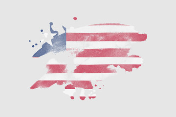 National flag of Liberia. Stylized Liberian flag with watercolor halftone effect on plain background