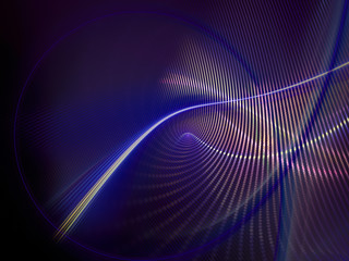 Abstract violet and black background. Fractal graphics series. Composition of glowing lines and mosaic halftone effects. 3d illustration.
