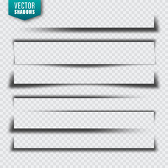 Vector shadows set. Page dividers on transparent background. Realistic isolated shadow. Vector illustration.
