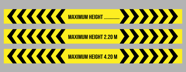 maximum height warning sign, maximum height template and vector set. Gray on white background