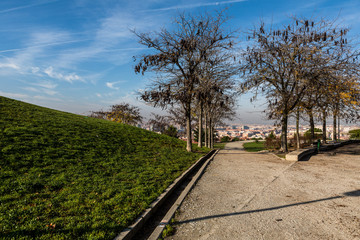 Autumn in Madrid. Walking through the park. Spain (Horizontal)