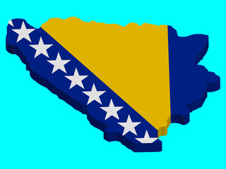 Bosnia Herzegovina Map Flag 3D Vector illustration eps 10
