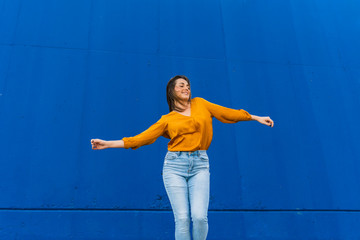 Barcelona, Spain Young beautiful carefree woman outdoors Beautiful, carefree, energetic, funny, woman, business, outdoors, daytime, happy