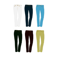 jeans different colors set realistic vector illustration isolated