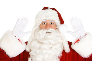 Christmas: Santa Claus With Hands In The Air As If Arrested