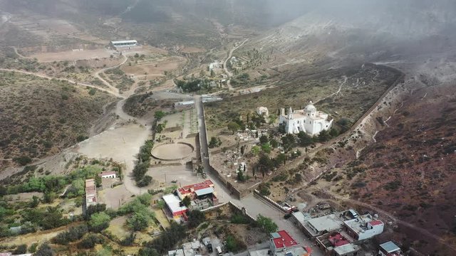 Aerial Drone view of Real de Catorce in San Luis Potosí. Mexico tourism destination.