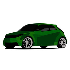 Fototapeta premium Hatchback green realistic vector illustration isolated