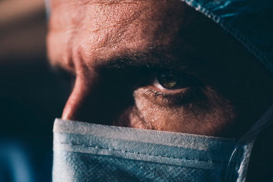 close up of a focused surgeon