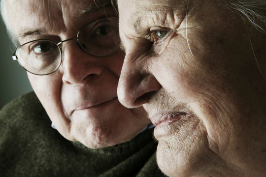 Portrait of senior couple, close-up