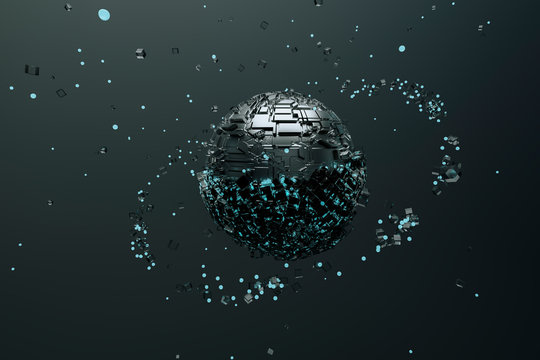 Metallic sphere attracting particles