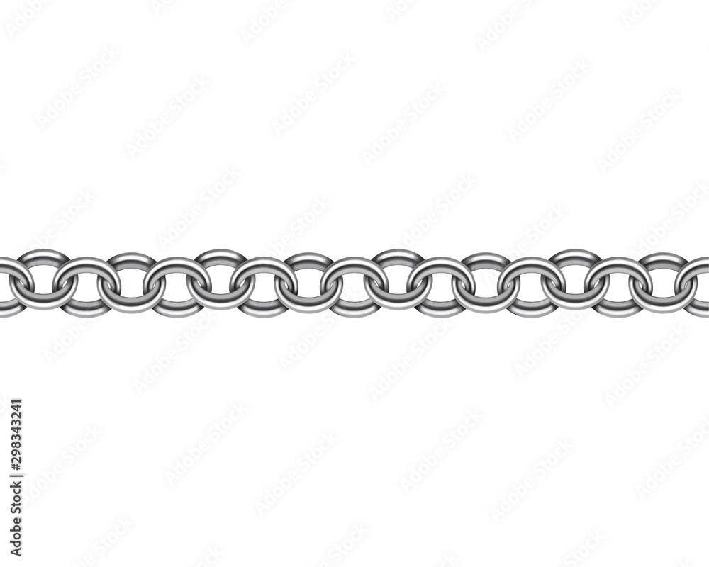 Aufkleber realistic metal chain seamless texture. silver color chains link isolated on white background. stron