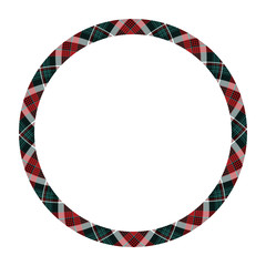 Circle borders and frames vector. Round border pattern geometric vintage frame design. Scottish tartan plaid fabric texture. Template for gift card, collage, scrapbook or photo album and portrait..