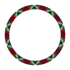 Circle borders and frames vector. Round border pattern geometric vintage frame design. Scottish tartan plaid fabric texture. Template for gift card, collage, scrapbook or photo album and portrait..