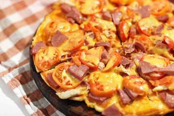 Pizza close up. Homemade pizza. Homemade food.