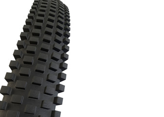 Rubber bicycle tyre on white isolated background