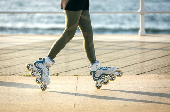 Female legs skating