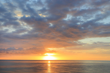 Amazing sunrise at sea in the morning