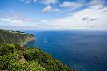 Fototapeta na wymiar Beautiful landscape sceneries in Azores Portugal. Tropical nature in Sao Miguel Island, Azores. 