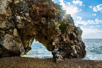 Morze Adriatyckie, piękne skały w Chorwacja - obrazy, fototapety, plakaty