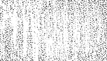 Small uneven spots and particles of debris. Abstract vector texture.  Distressed uneven background. Grunge texture overlay with fine grains isolated on white background. Vector illustration. EPS10.