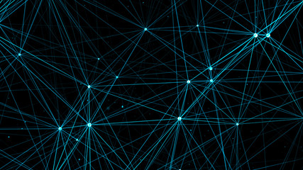 Digital plexus of glowing lines and dots. Abstract background. 3D rendering. Network.