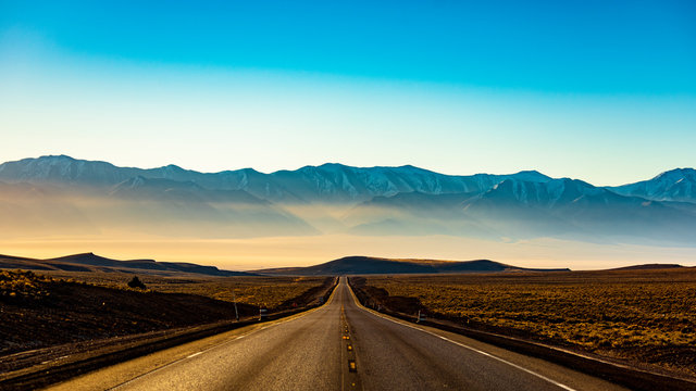 Toiyabe Mountains at Sunrise on Nevada Loneliest Road in America US50