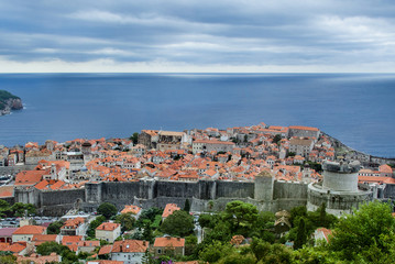 panorama miasta Dubrownik, morze Adriatyckie, Chorwacja