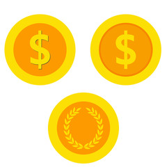 dollar  coin   icon. franc flat sign money.  golden (yellow) icon coin  set vector