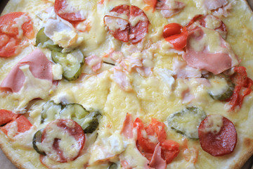 Photo of pizza with vegetables close up