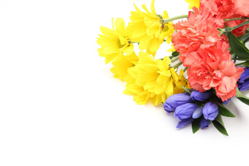 菊,カーネーションと竜胆のブーケ