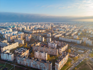 Fototapeta premium The view of industrial Minsk, Belarus. Drone aerial shot