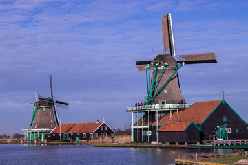 windmill in holland at the zaanse schans