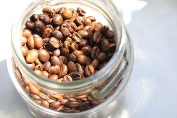 Coffee beans in a jar