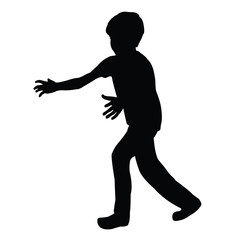 a boy ruuning body silhouette vector