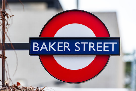 LONDON - JAN 11: Baker Street Underground Station Tube Sign in London on January 11. 2017 in UK
