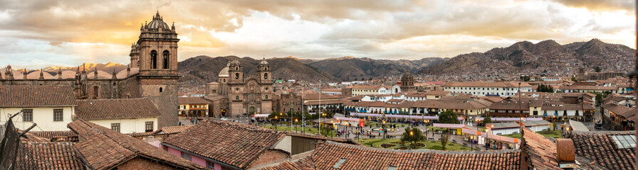 Views of the colonial part of the City of Cusco in Peru south america - obrazy, fototapety, plakaty