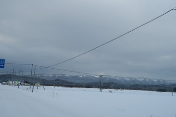 日本国北海道の雪のある冬の風景
