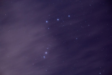 Orion constellation one night with fog