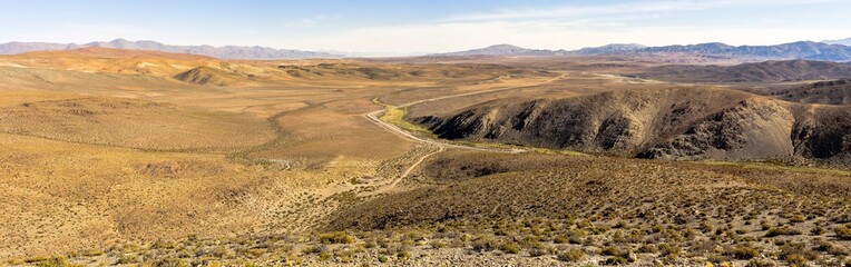 Scenic and panoramic colorful landscape of northern Argentina, Salta, Los Andes.