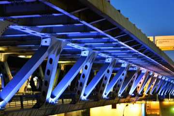 brightly consecrated bridge at night