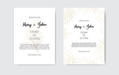 Vector invitation with gold floral elements. Luxury ornament template. greeting card, invitation design background.