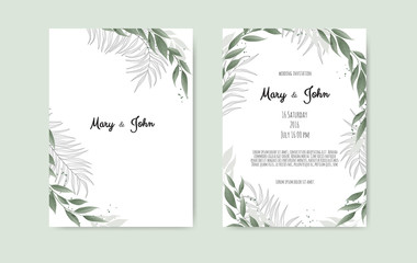Vector floral design card. Greeting, postcard wedding invite template. Elegant frame with rose and anemone