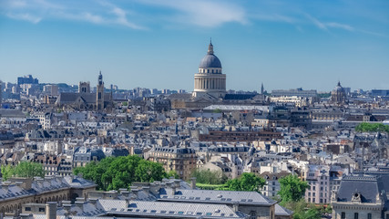 Fototapeta na wymiar Paris, panorama of the city, with the Pantheon, and typical roofs